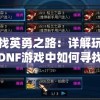 寻找英勇之路：详解玩家在DNF游戏中如何寻找并使用代号C的全过程