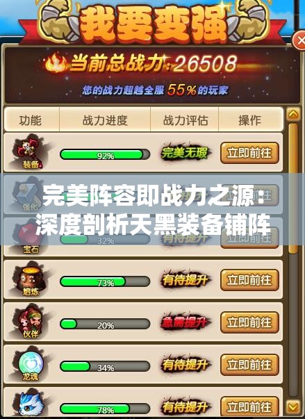 完美阵容即战力之源：深度剖析天黑装备铺阵容最强搭配及优化策略