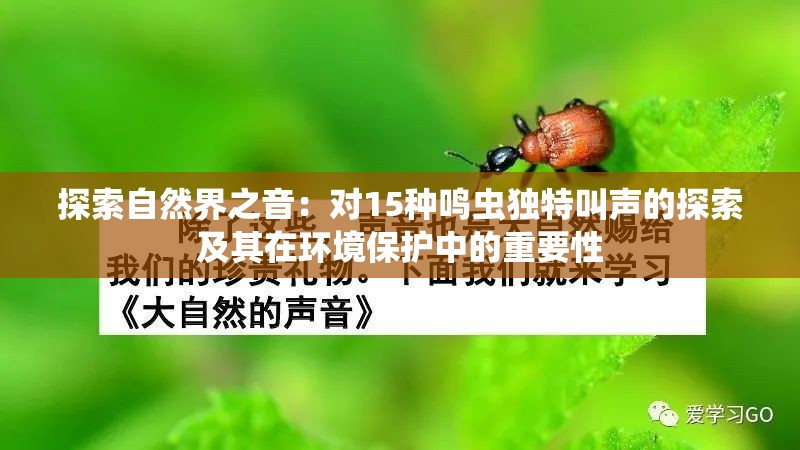 探索自然界之音：对15种鸣虫独特叫声的探索及其在环境保护中的重要性
