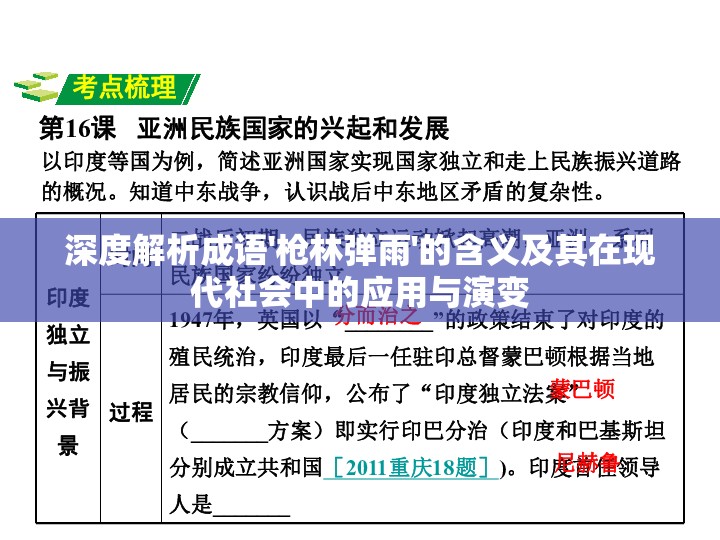深度解析成语'枪林弹雨'的含义及其在现代社会中的应用与演变