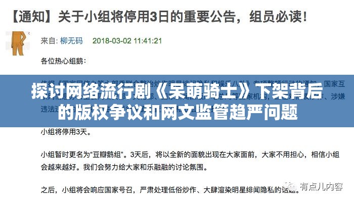 探讨网络流行剧《呆萌骑士》下架背后的版权争议和网文监管趋严问题