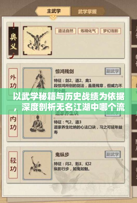 以武学秘籍与历史战绩为依据，深度剖析无名江湖中哪个流派实力最强