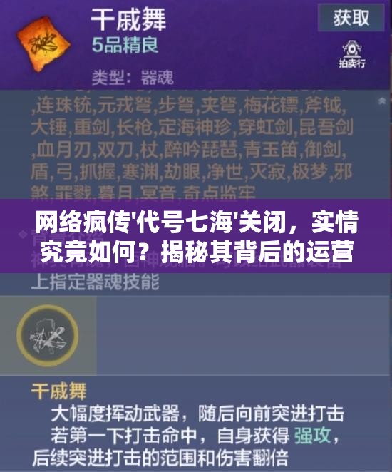 网络疯传'代号七海'关闭，实情究竟如何？揭秘其背后的运营真相
