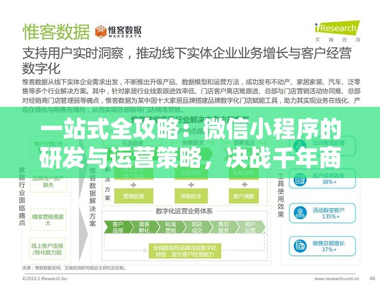 一站式全攻略：微信小程序的研发与运营策略，决战千年商业竞技场秘籍揭秘