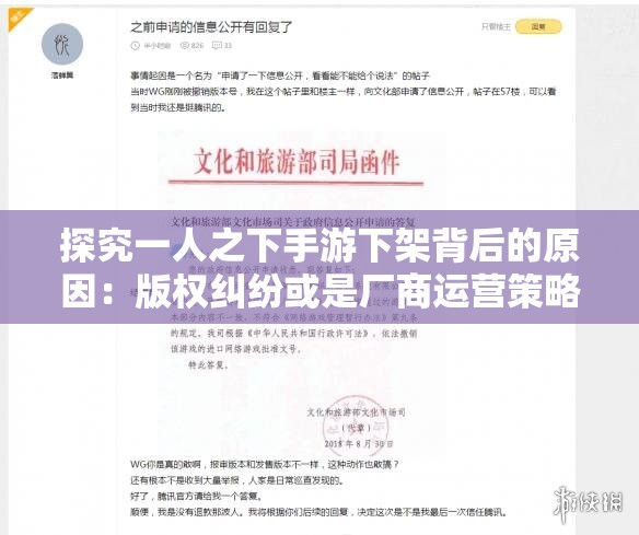 探究一人之下手游下架背后的原因：版权纠纷或是厂商运营策略调整引发的结果？