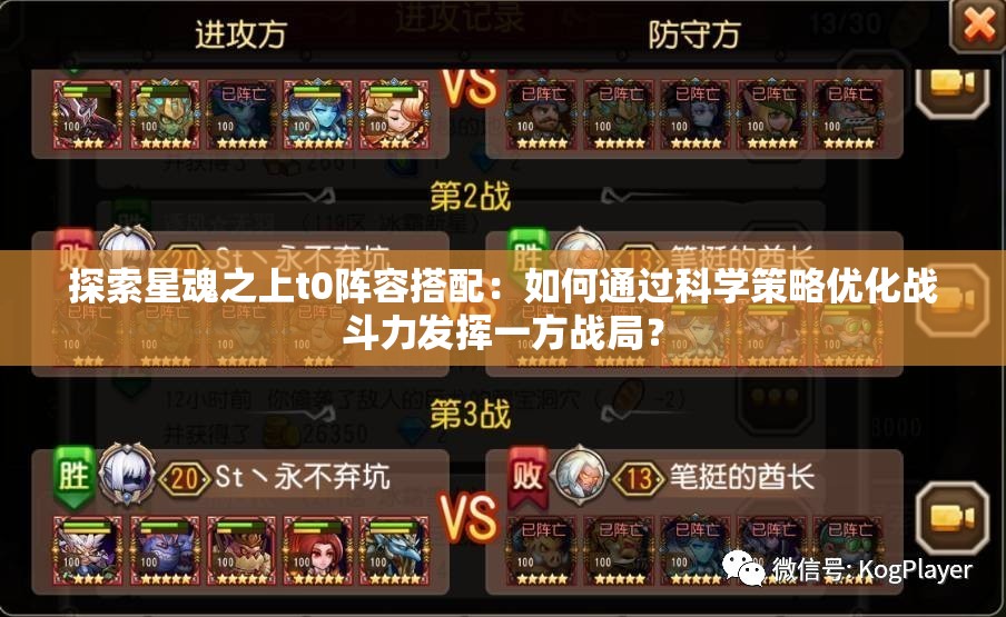 探索星魂之上t0阵容搭配：如何通过科学策略优化战斗力发挥一方战局？