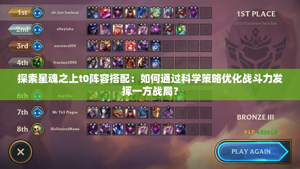 探索星魂之上t0阵容搭配：如何通过科学策略优化战斗力发挥一方战局？
