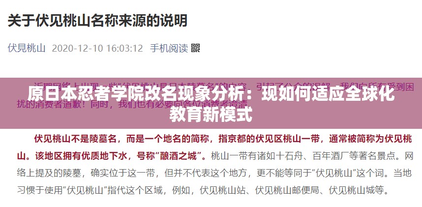 原日本忍者学院改名现象分析：现如何适应全球化教育新模式