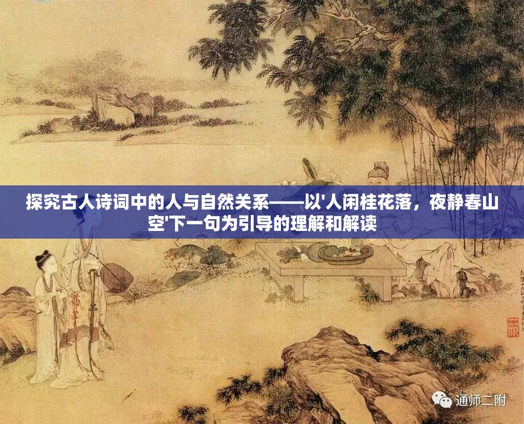 探究古人诗词中的人与自然关系——以'人闲桂花落，夜静春山空'下一句为引导的理解和解读