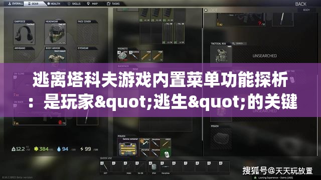 逃离塔科夫游戏内置菜单功能探析：是玩家"逃生"的关键助力点吗？