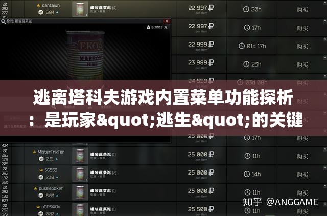 逃离塔科夫游戏内置菜单功能探析：是玩家"逃生"的关键助力点吗？