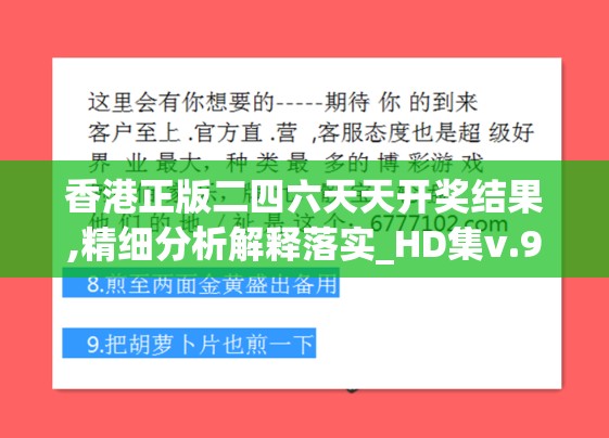 香港正版二四六天天开奖结果,精细分析解释落实_HD集v.9.923