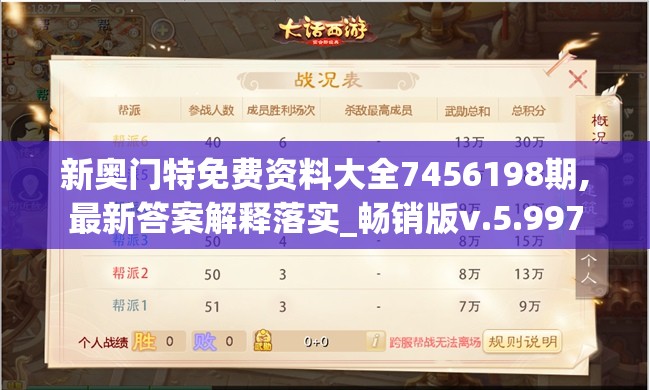 新奥门特免费资料大全7456198期,最新答案解释落实_畅销版v.5.997