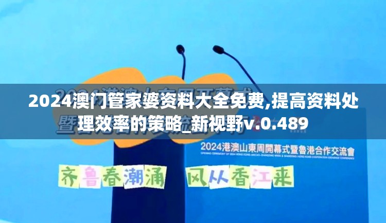 2024澳门管家婆资料大全免费,提高资料处理效率的策略_新视野v.0.489