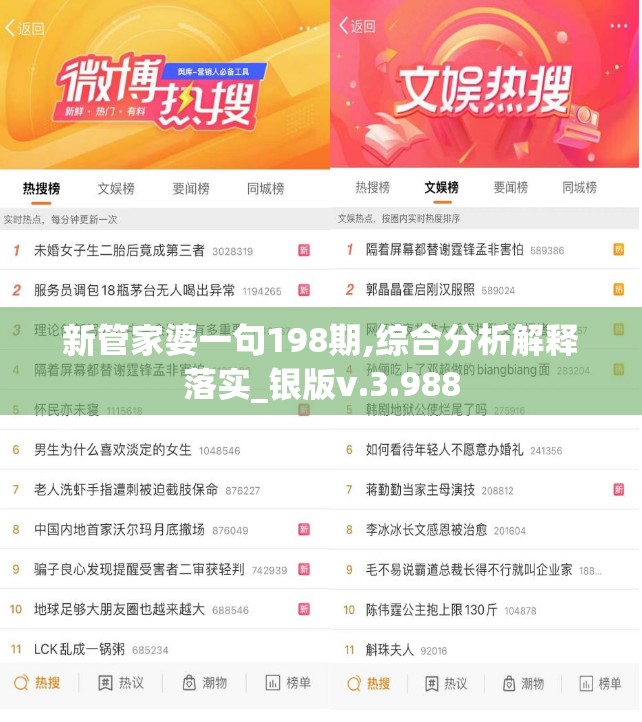 新管家婆一句198期,综合分析解释落实_银版v.3.988
