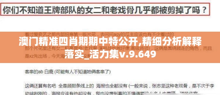 澳门精准四肖期期中特公开,精细分析解释落实_活力集v.9.649