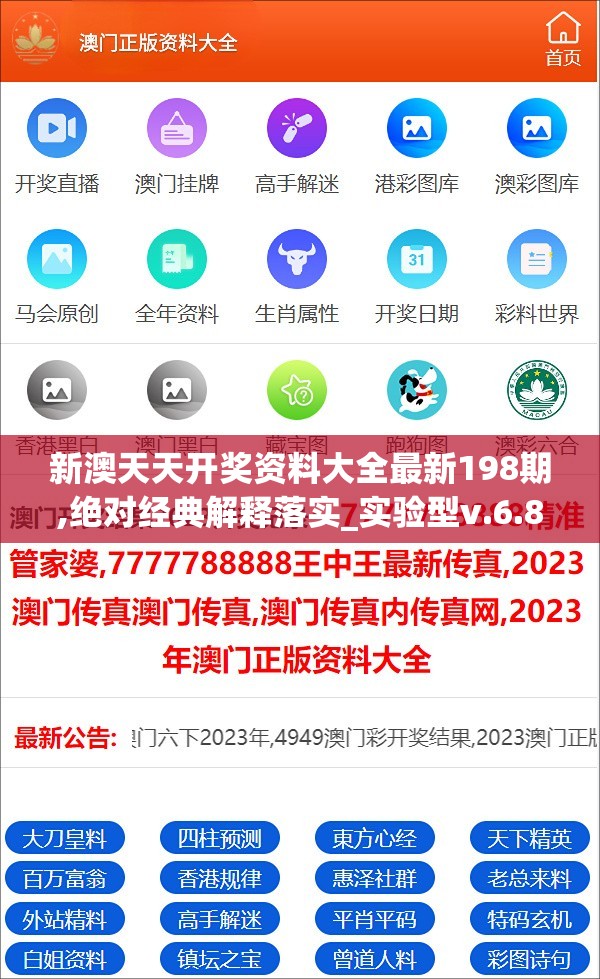 新澳天天开奖资料大全最新198期,绝对经典解释落实_实验型v.6.85