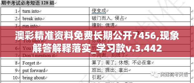 澳彩精准资料免费长期公开7456,现象解答解释落实_学习款v.3.442