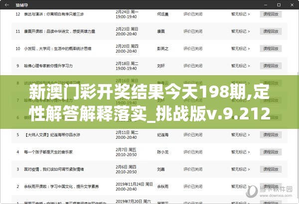 新澳门彩开奖结果今天198期,定性解答解释落实_挑战版v.9.212