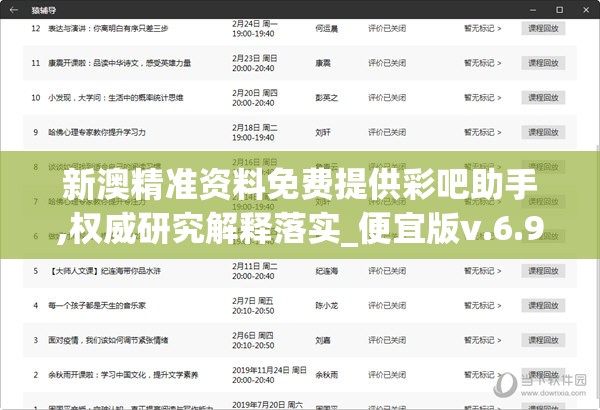 新澳精准资料免费提供彩吧助手,权威研究解释落实_便宜版v.6.915