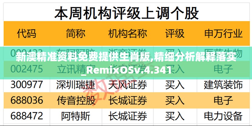新澳精准资料免费提供生肖版,精细分析解释落实_RemixOSv.4.341