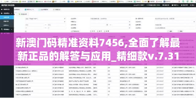 新澳门码精准资料7456,全面了解最新正品的解答与应用_精细款v.7.315