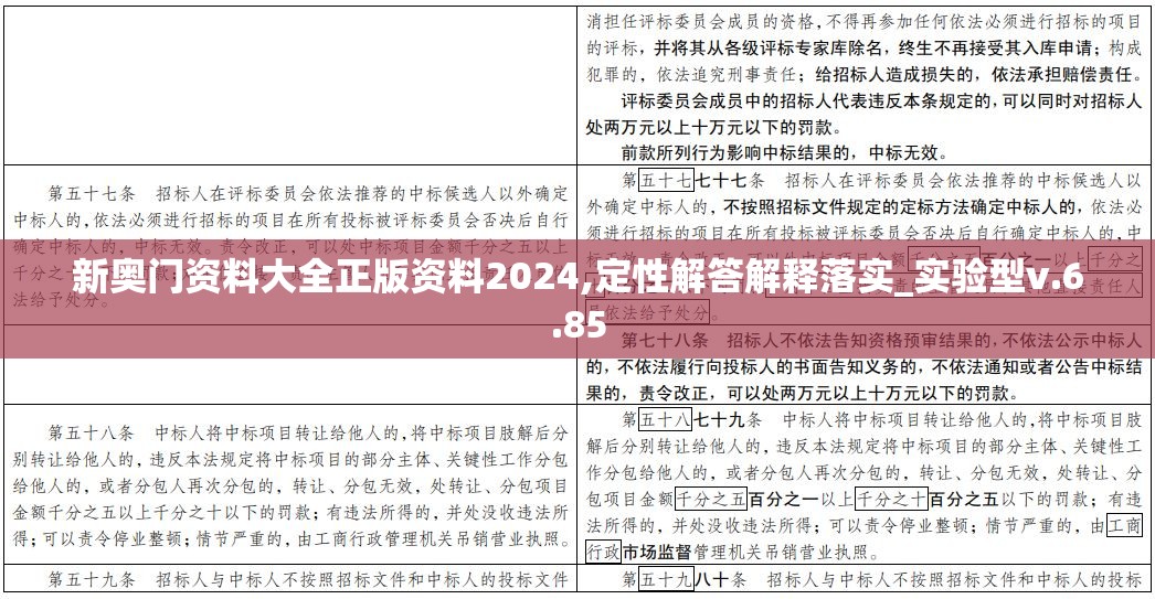 新奥门资料大全正版资料2024,定性解答解释落实_实验型v.6.85