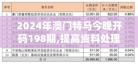 2024年澳门特马今晚开码198期,提高资料处理效率的策略_修订集v.6.380