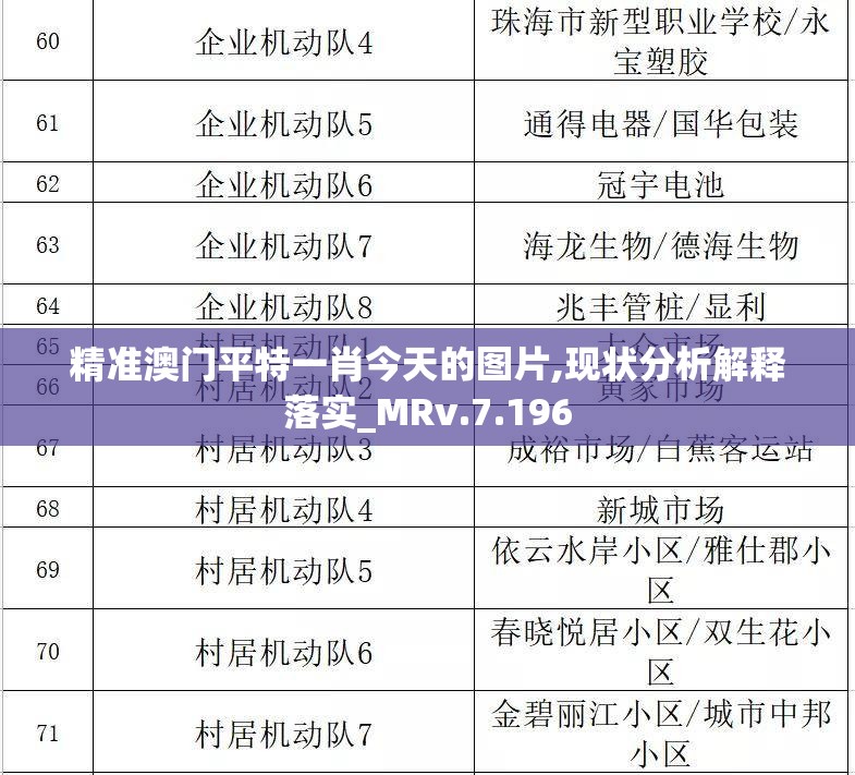 精准澳门平特一肖今天的图片,现状分析解释落实_MRv.7.196