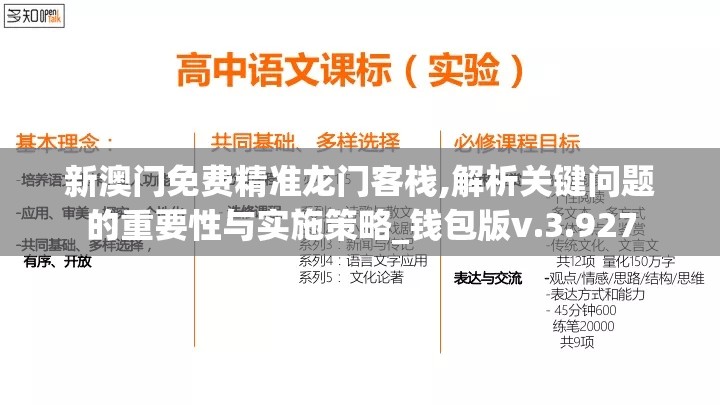 新澳门免费精准龙门客栈,解析关键问题的重要性与实施策略_钱包版v.3.927