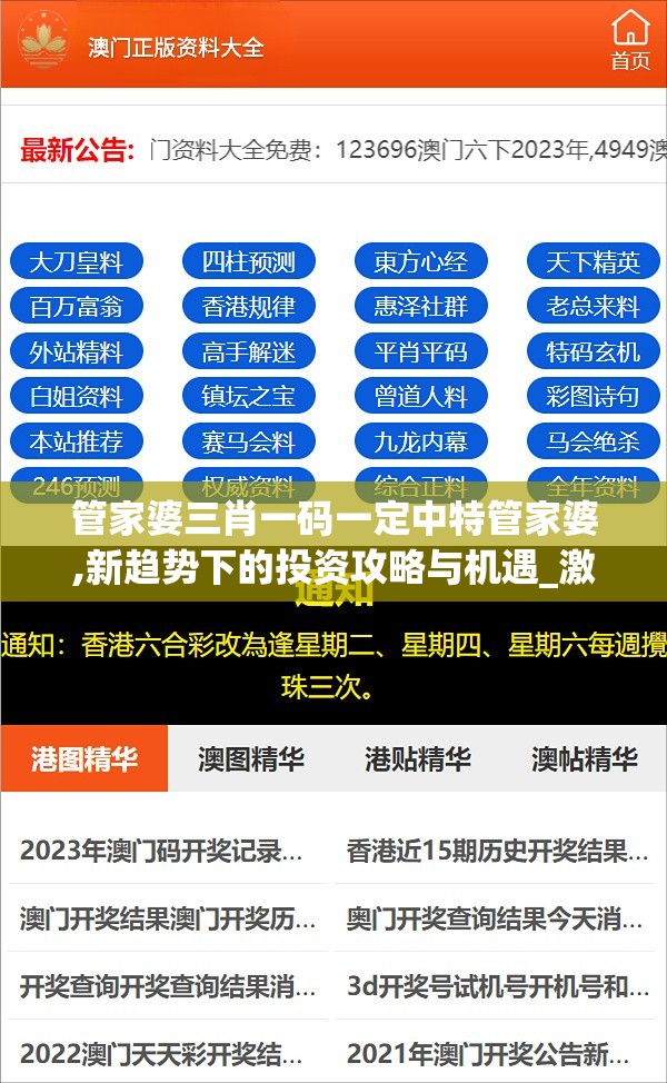 管家婆三肖一码一定中特管家婆,新趋势下的投资攻略与机遇_激发款.9.615