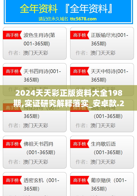2024天天彩正版资料大全198期,实证研究解释落实_安卓款.2.758